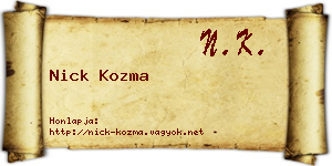Nick Kozma névjegykártya